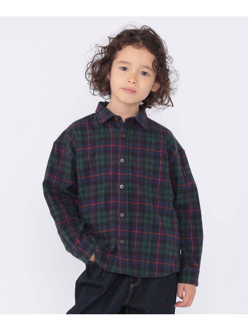 【SALE／30%OFF】SHIPS KIDS:100~130cm / ネル チェック シャツ SHIPS KIDS シップス トップス シャツ・ブラウス グリーン【RBA_E】【送料無料】[ Fashion]