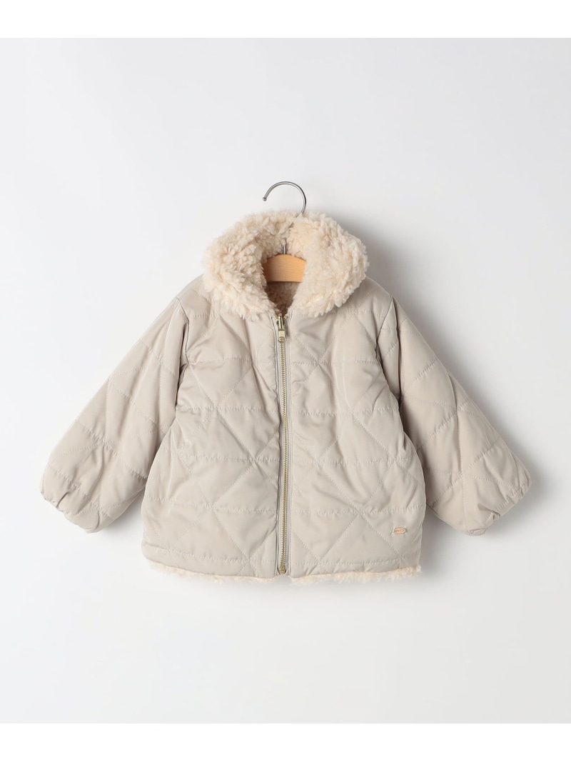【SALE／40%OFF】SHIPS KIDS:80~90cm / プードルファー*タフタ リバーシブル ジャケット SHIPS KIDS シップス ジャケット・アウター その他のジャケット・アウター ブラウン ホワイト【RBA_E】【送料無料】[ Fashion]