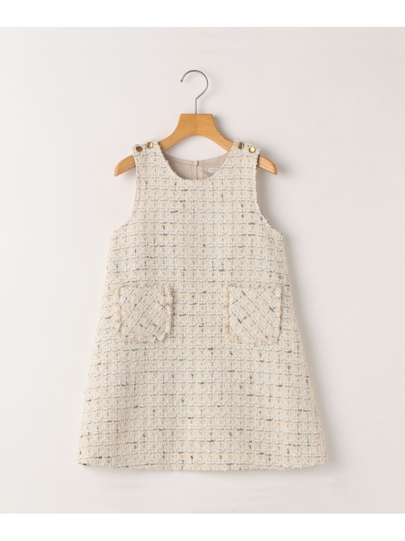 SHIPS KIDS:90cm / ツイード ジャンパー ワンピース SHIPS KIDS シップス ワンピース・ドレス ワンピース ベージュ ネイビー【送料無料】[ Fashion]