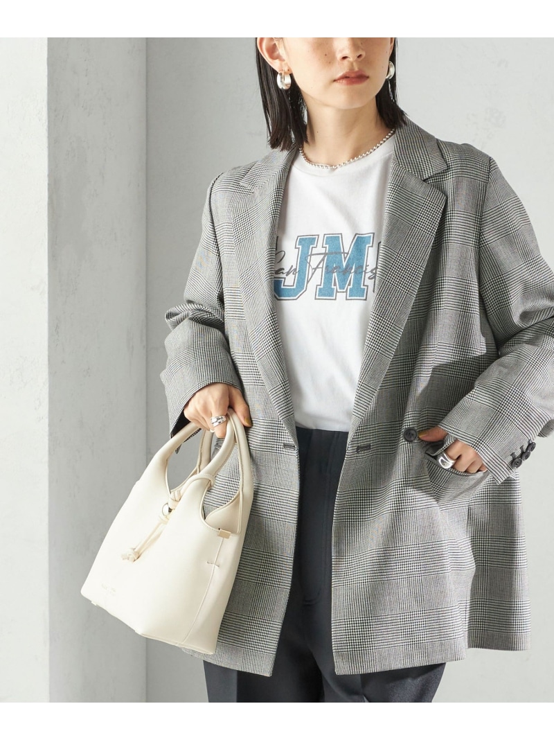 【SALE／30%OFF】＜手洗い可能＞ウォッシャブル ウール チェック ダブル ジャケット SHIPS WOMEN シップス ジャケット・アウター テーラードジャケット・ブレザー ブラウン グレー【RBA_E】【送料無料】[ Fashion]