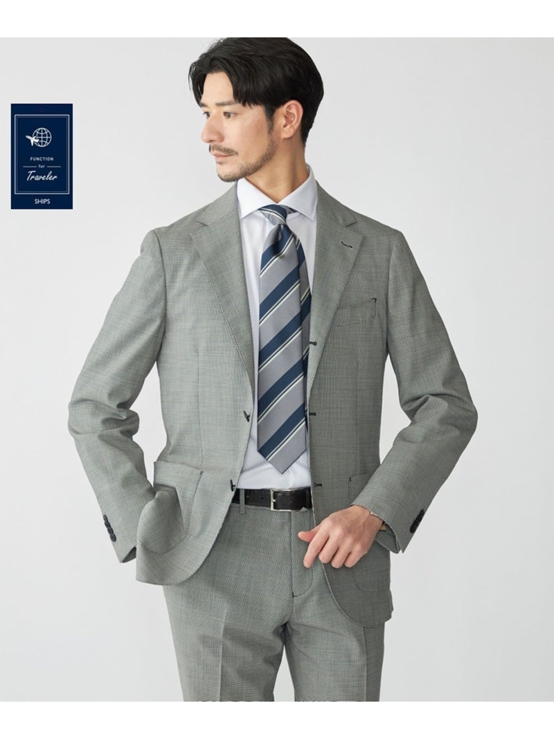 【SALE／50%OFF】SHIPS:＜セットアップ相応う＞ウォッシャブル セットアップ ハウンドトゥース 上衣 SHIPS MEN シップス ジャケット・アウター テーラードジャケット・ブレザー 黒いこと【RBA_E】【貨物輸送無料】[ Fashion]