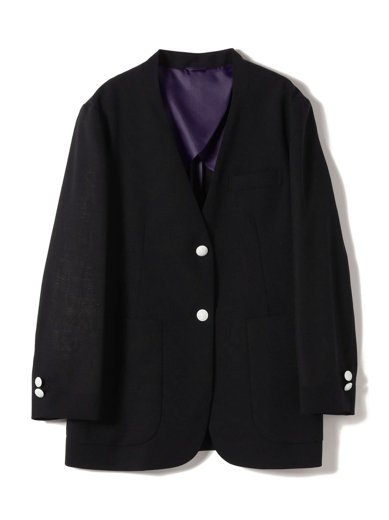 SHIPS Primary Navy Label:カラー レス ジャケット SHIPS WOMEN シップス ジャケット・アウター ノーカラージャケット ネイビー【送料無料】[ Fashion]