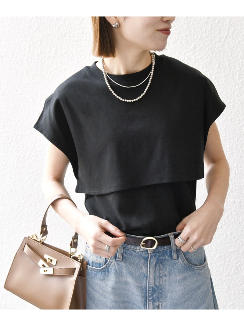 tシャツ quaranciel:「洗濯機可能」ライト ポンチ コンパクト フレンチスリーブ TEE レディース quaranciel:〈洗濯機可能〉ライト ポンチ コンパクト フレンチ