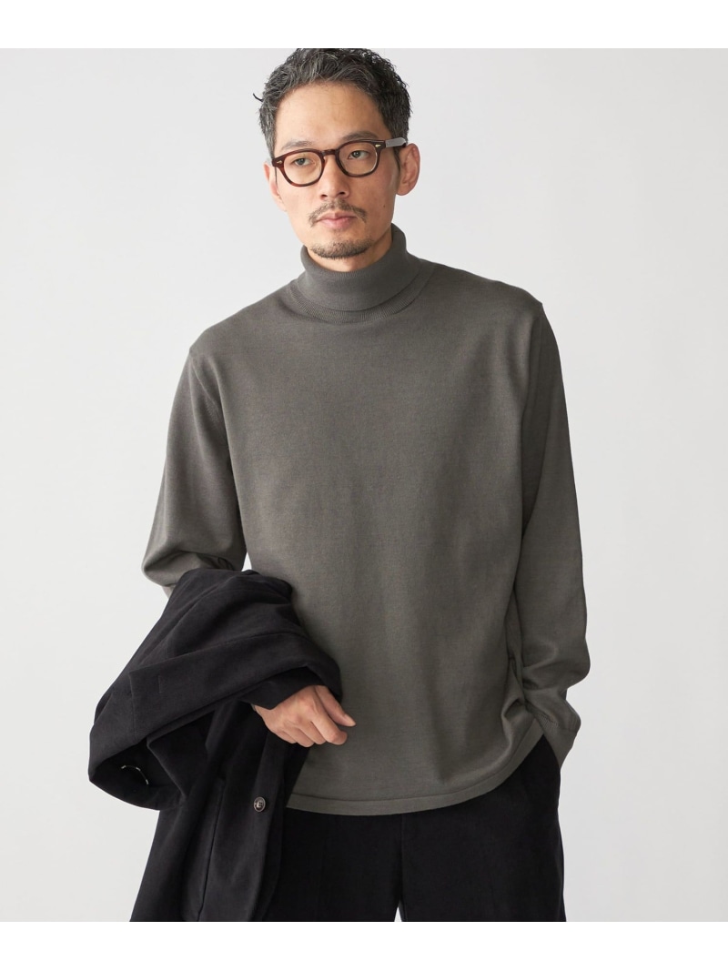 【SALE／50%OFF】SHIPS: ハイゲージ コットン ウール タートルネック ニット SHIPS MEN シップス トップス ニット カーキグリーン グレー ブラック【RBA_E】【送料無料】[ Fashion]