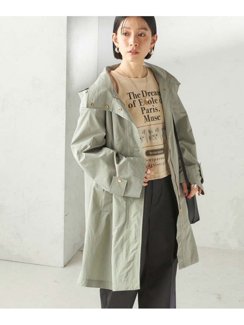 ＜手洗い可 / 撥水加工 / UVカット＞ スタンドカラー フード コート SHIPS WOMEN シップス ジャケット・アウター その他のジャケット・アウター ネイビー【送料無料】[ Fashion]