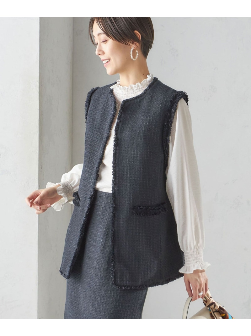 【SALE／45%OFF】スラブ ツイード ロング ジレ(セレモニー対応可) SHIPS WOMEN シップス トップス ベスト・ジレ ホワイト ブラック ネイビー【RBA_E】【送料無料】[ Fashion]｜SHIPS　シップス 7,817円