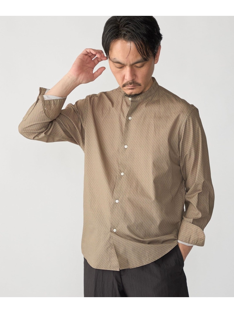 SHIPS: プリント バンド カラー シャツ SHIPS MEN シップス トップス シャツ・ブラウス ブルー ブラウン【送料無料】[ Fashion]