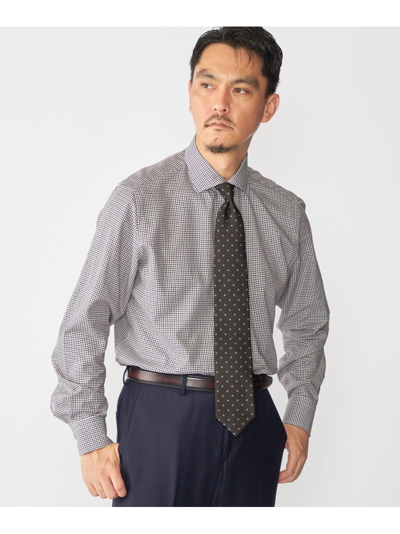 GUY ROVER: ギンガムチェック ワイドカラー シャツ SHIPS MEN シップス トップス シャツ・ブラウス ブラウン【送料無料】[ Fashion]