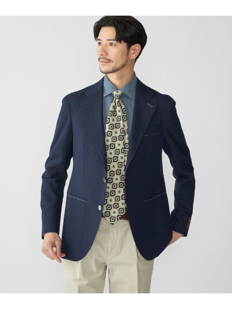【SALE／50%OFF】SHIPS: ANGELICO シアサッカー ジャケット SHIPS MEN シップス ジャケット・アウター テーラードジャケット・ブレザー ネイビー【RBA_E】【送料無料】[ Fashion]