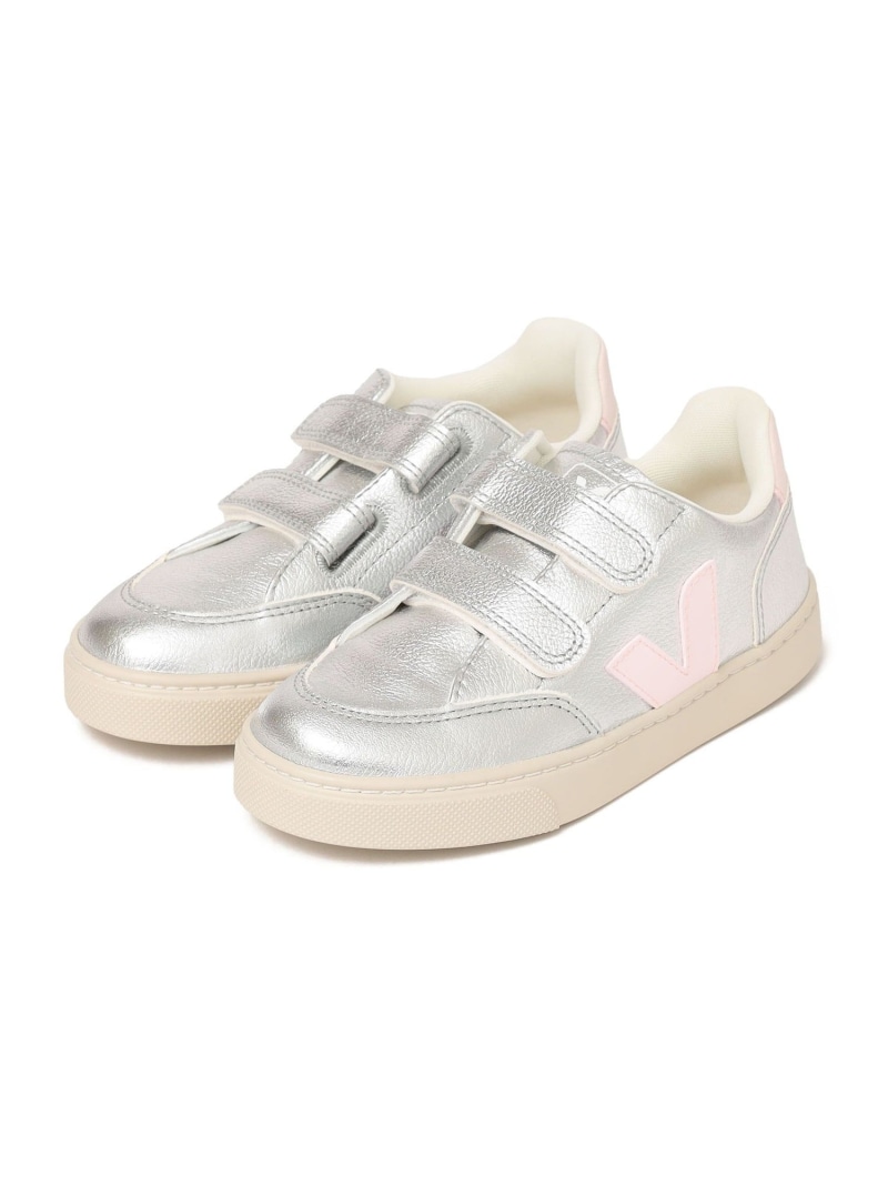 Veja Kids ChromeFree Leather V-12 Trainers in Silver