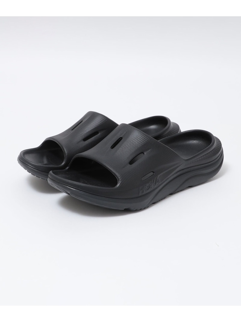 HOKA: U ORA RECOVERY SLIDE 3 SHIPS MEN シップス シューズ・靴 サンダル 黒いこと 薄墨色【貨物輸送無料】[ Fashion]