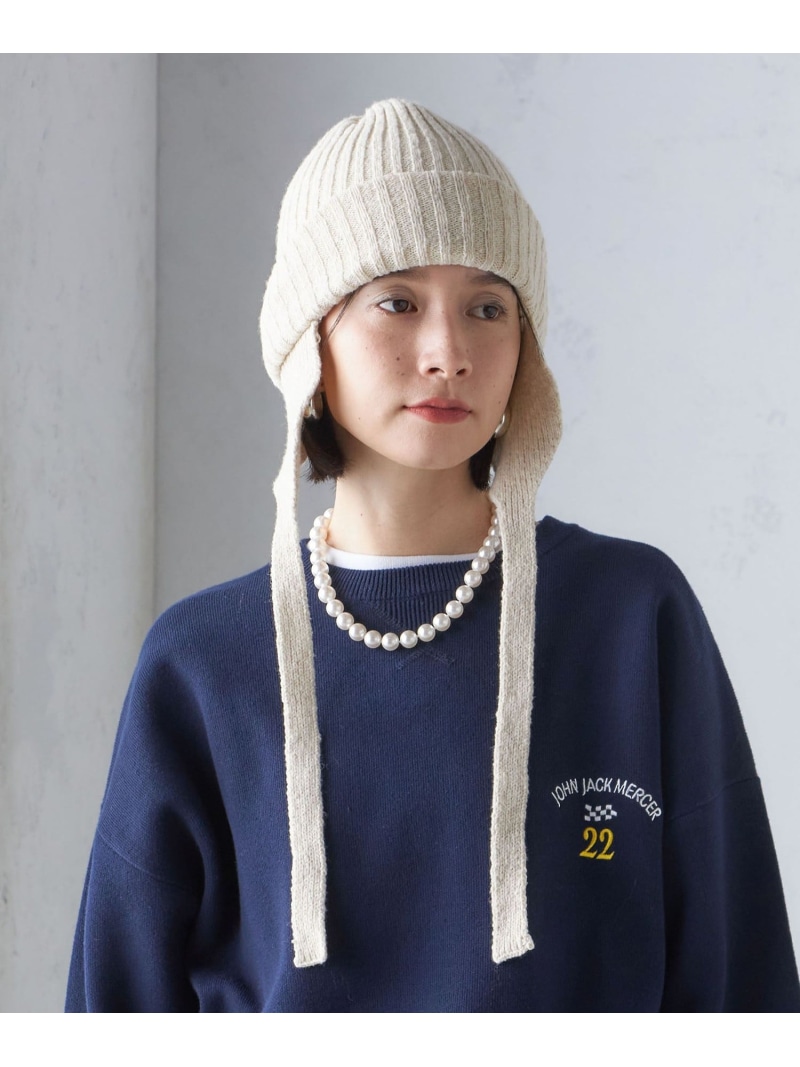 【SALE／40%OFF】Revis.:ニット フライト キャップ SHIPS WOMEN シップス 帽子 ニット帽・ビーニー ホワイト グレー【RBA_E】【送料無料】[ Fashion]
