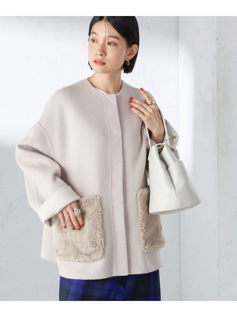 【SALE／50%OFF】リバー 毛皮 隠し 厚地の外套 24AW SHIPS WOMEN シップス ジャケット・アウター 余分の物のジャケット・アウター 青碧 赤銅色 米国海軍【RBA_E】【貨物輸送無料】[ Fashion]