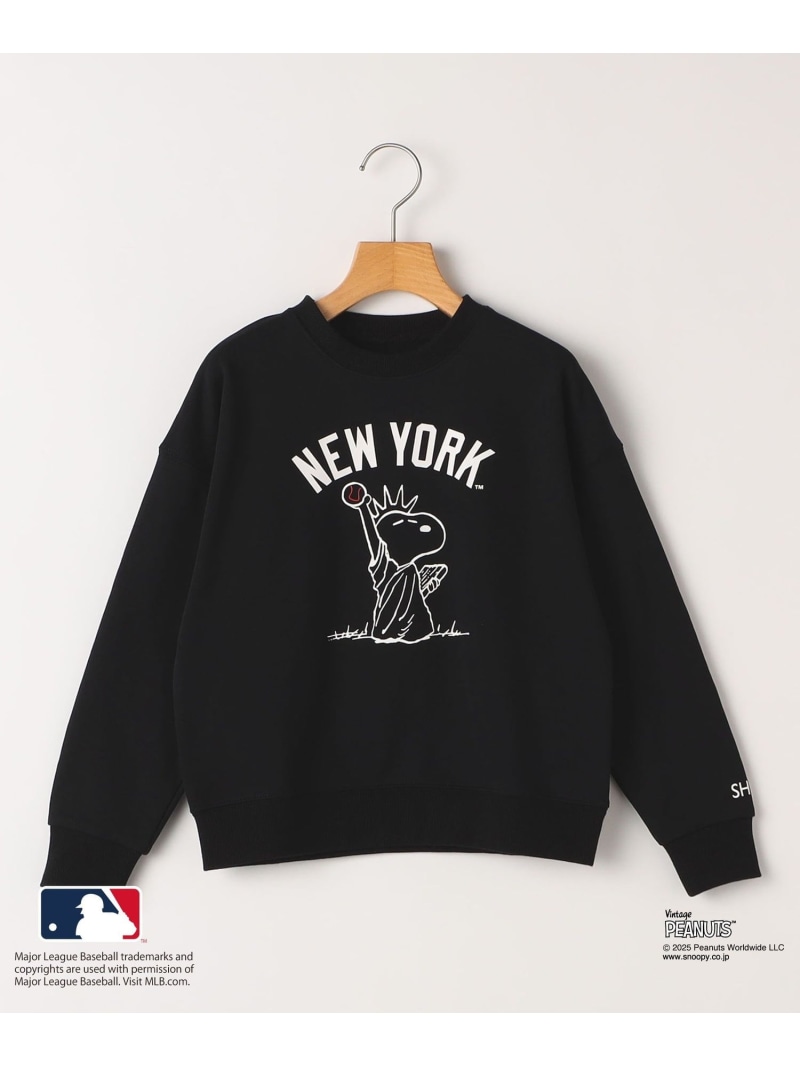 SHIPS KIDS:130~170糎 / PEANUTS*MLB 刷り上げる 流汗 SHIPS KIDS シップス トップス スウェット・トレーナー 薄墨色 白いこと 黒いこと 青み【貨物輸送無料】[ Fashion]