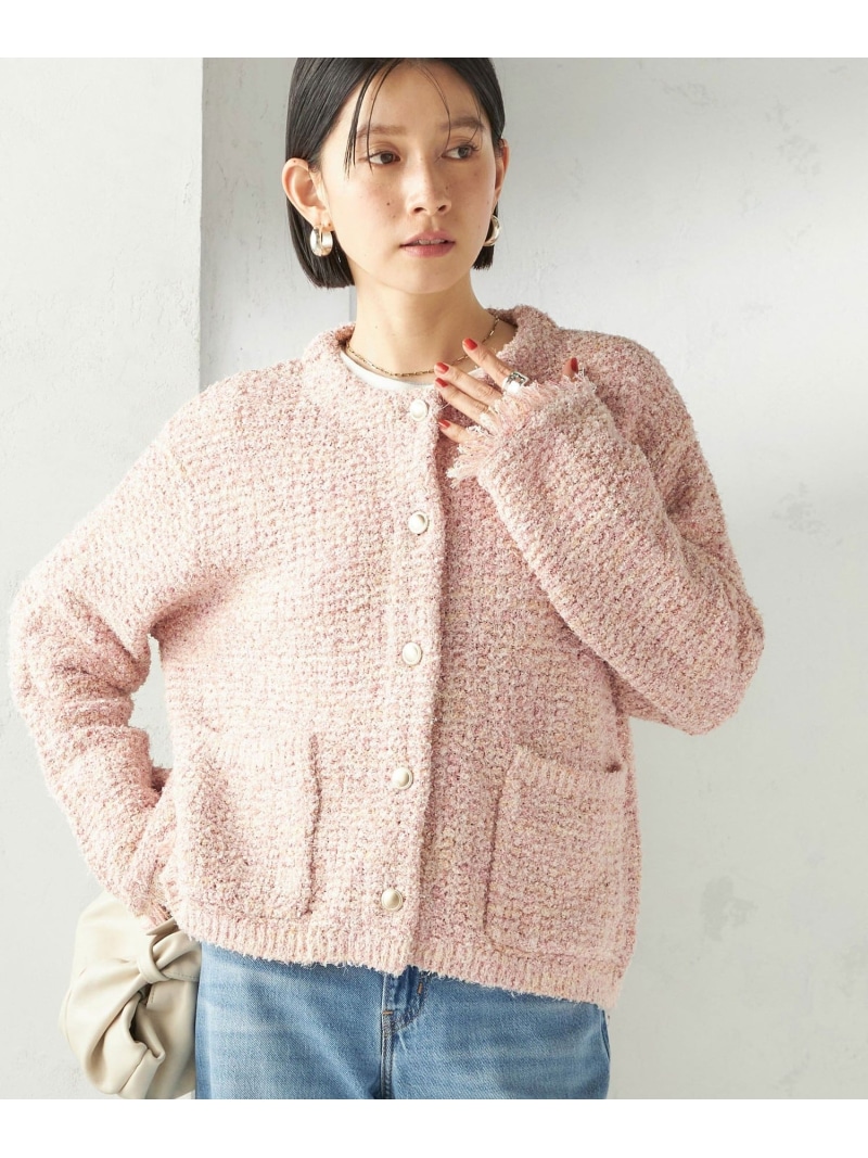 ＜手洗い可能＞ミックスカラー ニット ジャケット SHIPS WOMEN シップス ジャケット・アウター ノーカラージャケット ピンク ネイビー【送料無料】[ Fashion]