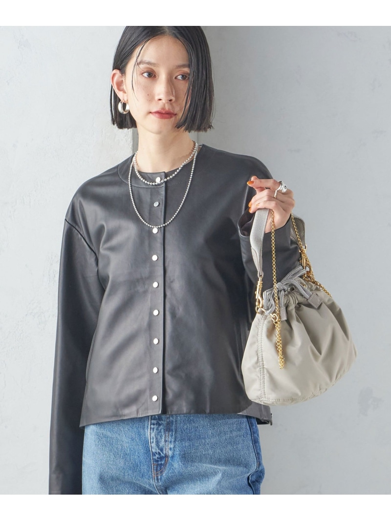 楽天市場】ラムスキン レザー 長袖 カーディガンプレッション agnes b