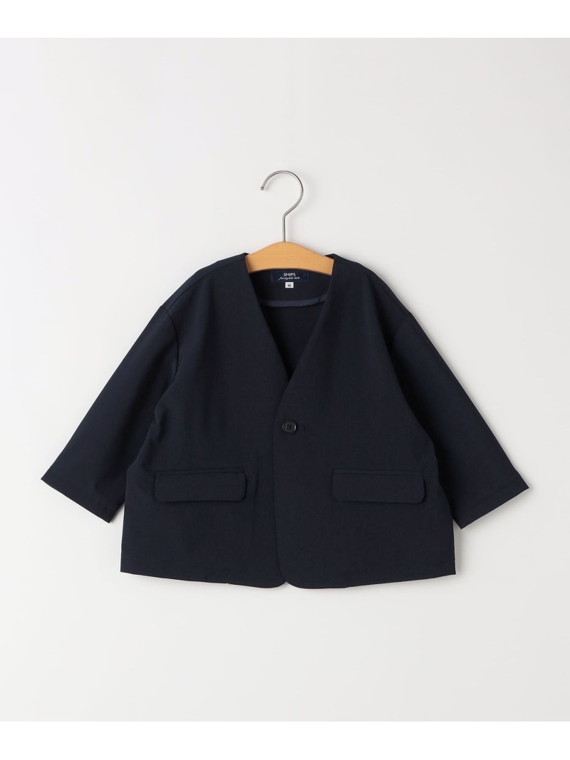 SHIPS KIDS:90cm / セレモニー ノーカラー ジャケット SHIPS KIDS シップス ジャケット・アウター ノーカラージャケット ネイビー【送料無料】[ Fashion]｜SHIPS　シップス