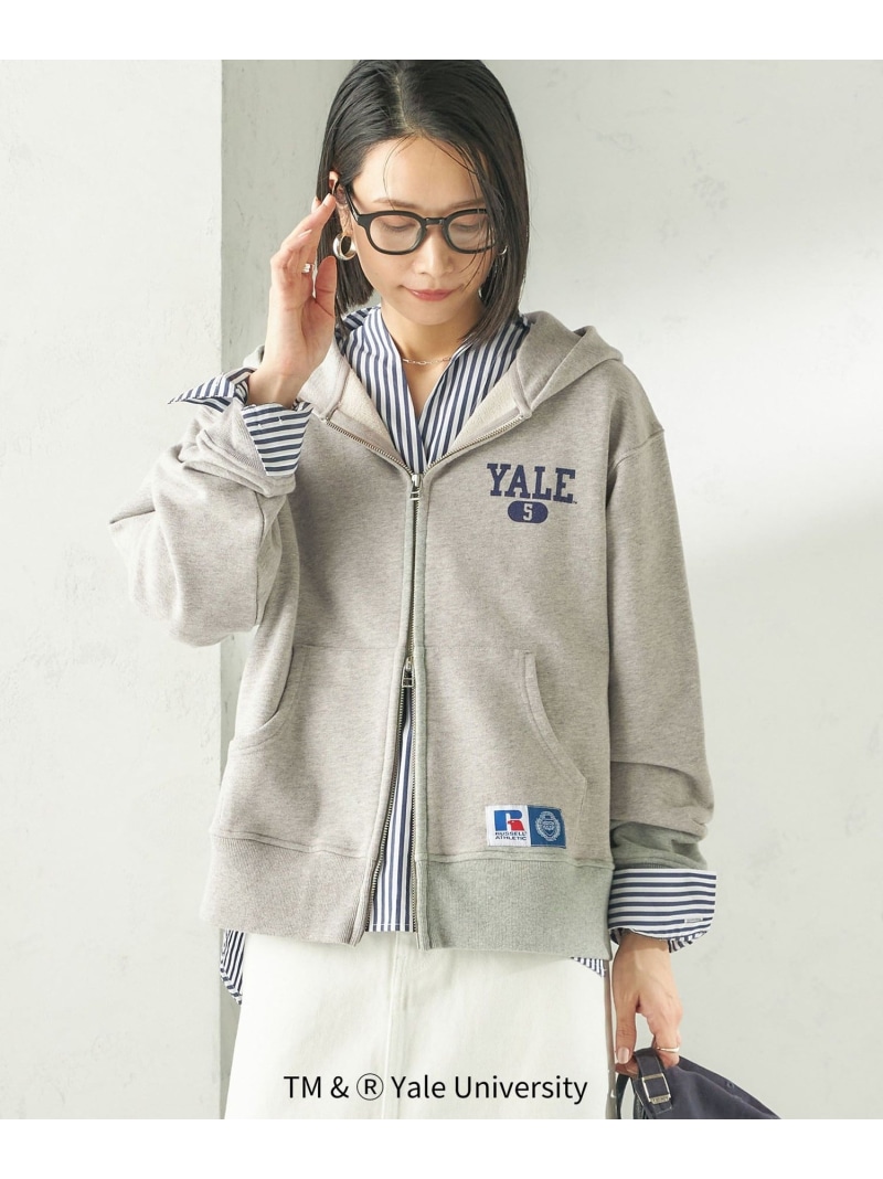 RUSSELL ATHLETIC:＜洗濯機可能＞YALE HOODIE SHIPS WOMEN シップス トップス パーカー・フーディー ネイビー ベージュ【送料無料】[ Fashion]