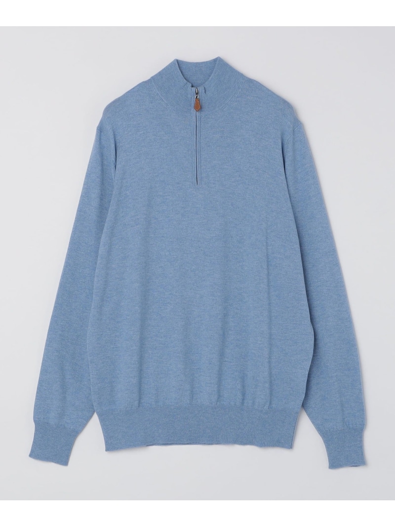 ALANPAINE 12ゲージ ウール/コットン クォータージップ モックネック ニット SHIPS MEN シップス トップス ニット ブルー【送料無料】[ Fashion]