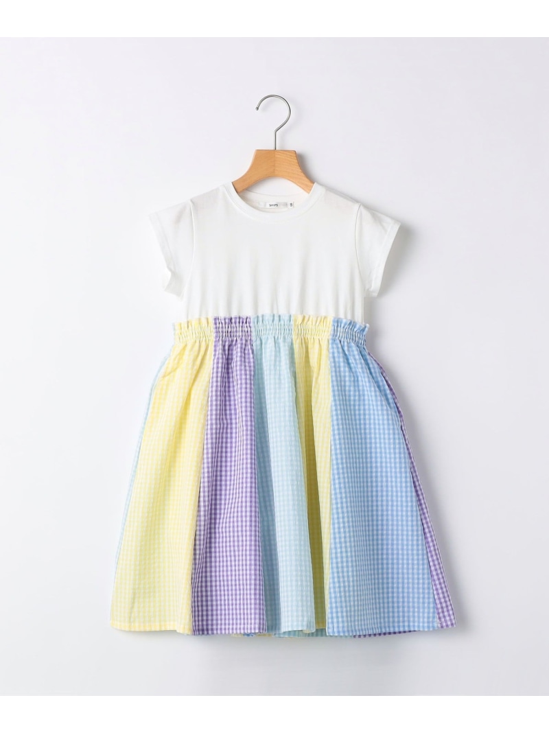 SHIPS KIDS:80~90cm / パネル 切替 ワンピース SHIPS KIDS シップス ワンピース・ドレス ワンピース ホワイト ブラック【送料無料】[ Fashion]