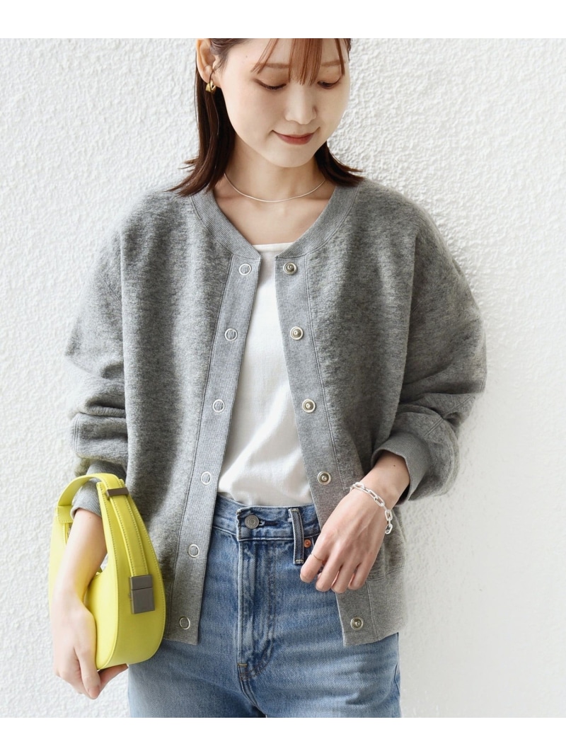 ＜手洗い可能＞スライバー スナップ ボタン カーディガン SHIPS WOMEN シップス トップス カーディガン ホワイト ネイビー【送料無料】[ Fashion]