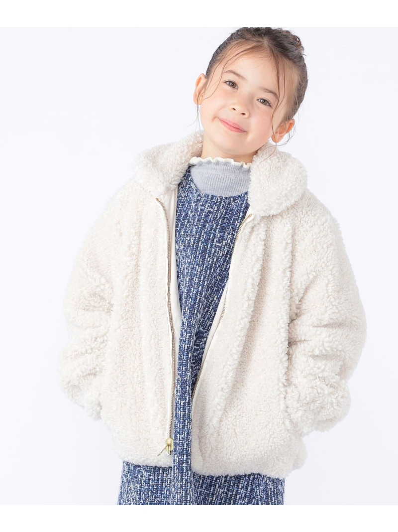 【SALE／30%OFF】SHIPS KIDS:100~130珊 / プードル毛革*タフタ リヴァーシブル 上衣 SHIPS KIDS シップス ジャケット・アウター 上衣・前掛け 赤銅色 白いこと【RBA_E】【貨物輸送無料】[ Fashion] コート・ジャケット-キッズファッション-キッズ・ベビー・マタニティ