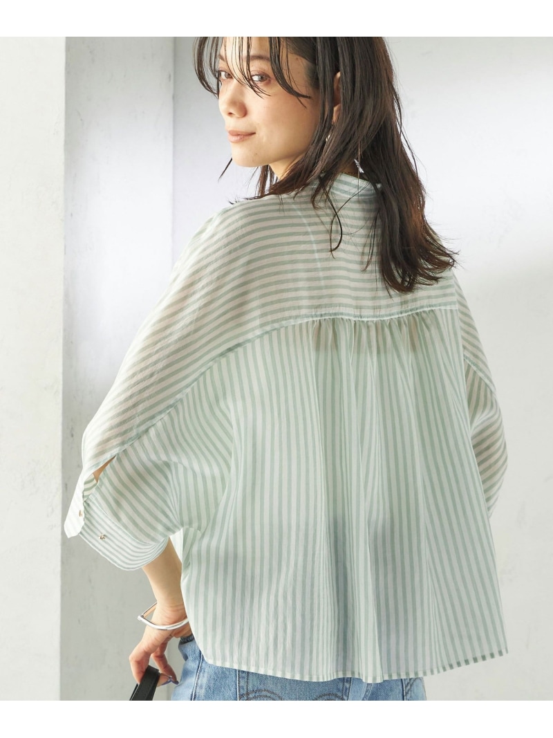 ＜手洗い可能＞シルク混 シアー 羽織 シャツ SHIPS WOMEN シップス トップス シャツ・ブラウス ブラウン ブラック オレンジ ホワイト カーキグリーン ピンク【送料無料】[ Fashion]