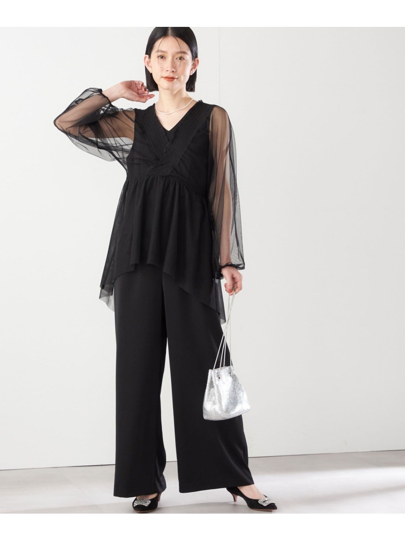 【SALE／50%OFF】【SHIPS別注】kaene:2WAY シースルー オールインワン(セレモニー対応可) SHIPS WOMEN シップス オールインワン・オーバーオール オールインワン・つなぎ ブラック【RBA_E】【送料無料】[ Fashion]