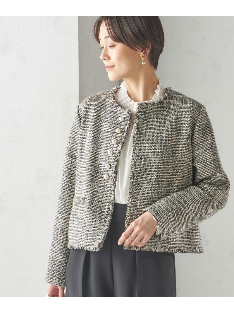 未使用級✨現行　ユナイテッドアローズ　トウキョウ　ツイード　ノーカラージャケット 2023 / UNITED ARROWS / ファンシーツイード ノーカラー ジャケット /