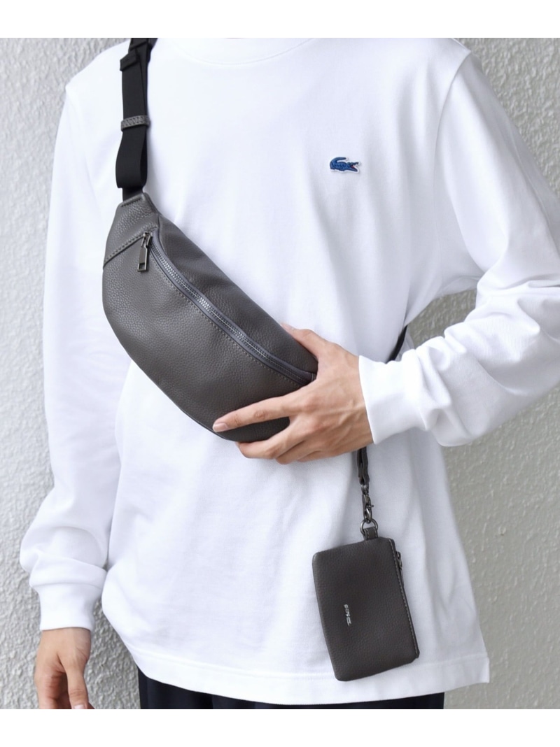 SHIPS any: スプリット レザー ボディバッグ (カードケース付き) 25AW◇ SHIPS any シップス バッグ ボディバッグ・ウエストポーチ ネイビー ブラック グレー【送料無料】[ Fashion]