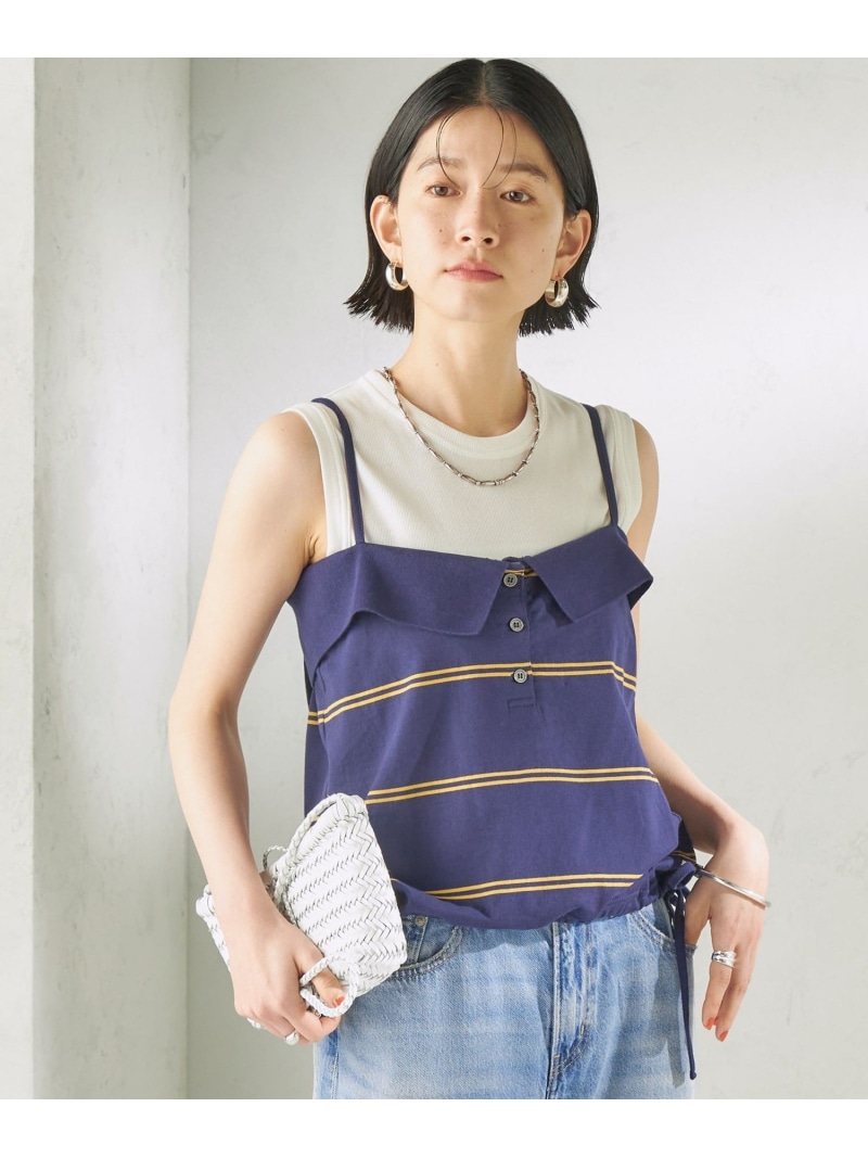 【SALE／30%OFF】【SHIPS別注】crinkle crinkle crinkle:＜洗濯機可能＞POLO CAMI SHIPS WOMEN シップス トップス キャミソール ネイビー【RBA_E】【送料無料】[ Fashion]｜SHIPS　シップス