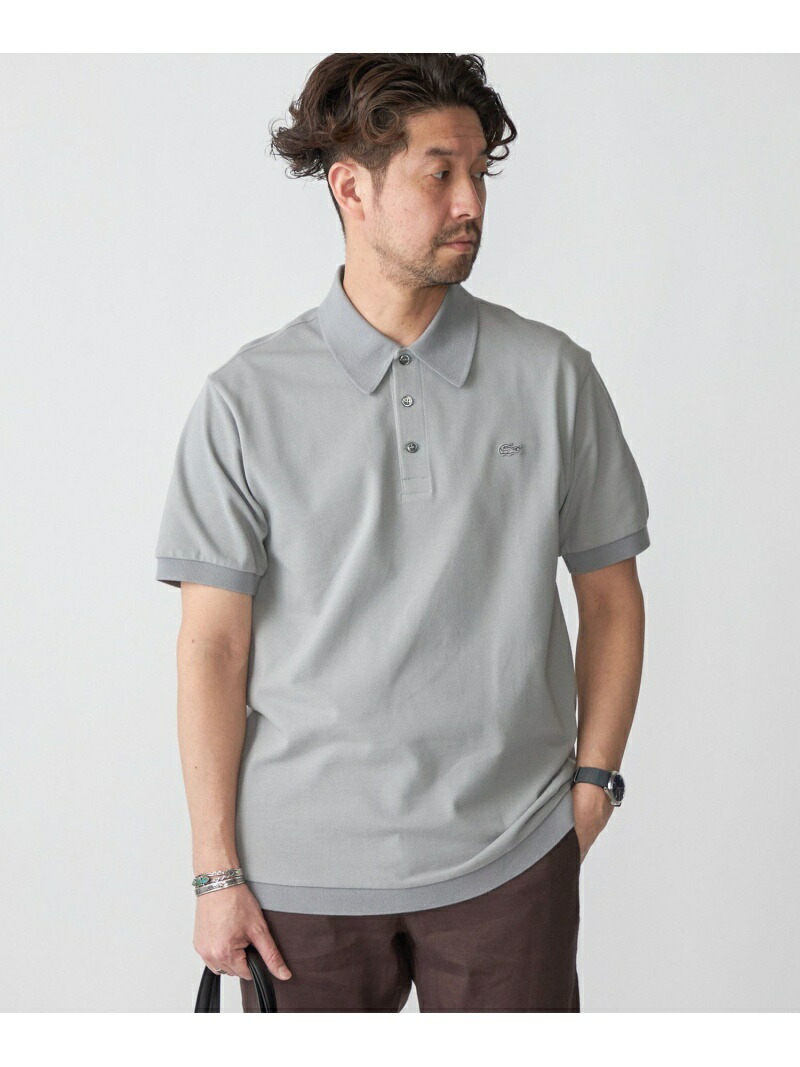 【SALE／30%OFF】【SHIPS別注】LACOSTE: クラシック ニットリブ ポロシャツ SHIPS MEN シップス トップス ポロシャツ グレー ホワイト ネイビー グリーン【RBA_E】【送料無料】[ Fashion]｜SHIPS　シップス
