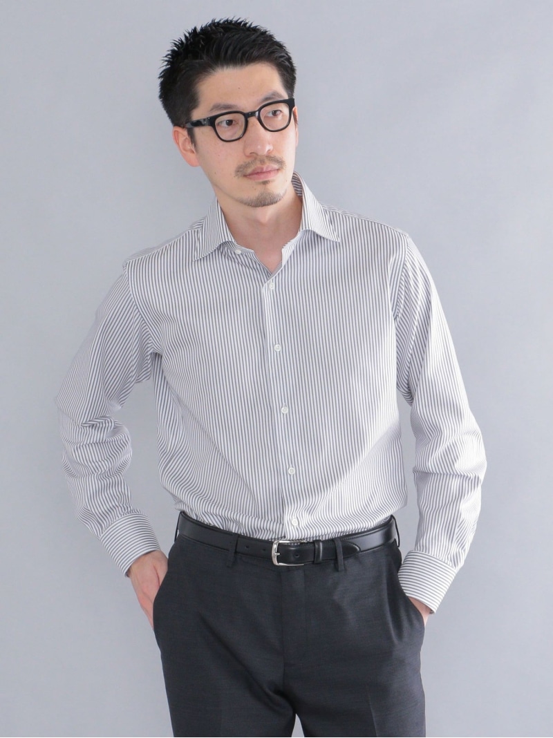 【SALE／40%OFF】SHIPS: イージーアイロン ロンスト ワイドカラー シャツ SHIPS MEN シップス トップス シャツ・ブラウス ブルー グレー【RBA_E】【送料無料】[ Fashion]