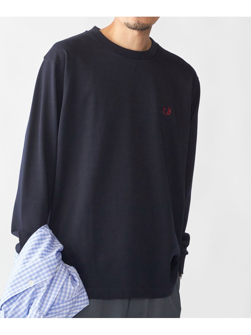 【SHIPS別注】FRED PERRY: ピケ ロング衣袂 T プルオーバー SHIPS MEN シップス トップス カットソー・ティーシャツ 黒いこと 米国海軍 ベージュ【貨物輸送無料】[ Fashion]