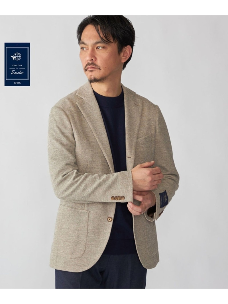 SHIPS:＜FUNCTION＞LANIFICIO ROMA メランジ ジャージー ジャケット SHIPS MEN シップス ジャケット・アウター テーラードジャケット・ブレザー ネイビー ベージュ グレー【送料無料】[ Fashion]