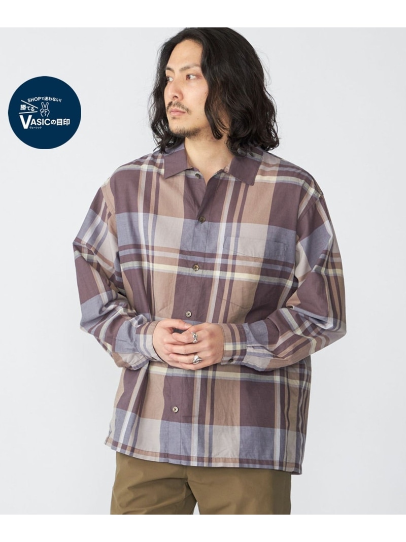 【SALE／40%OFF】SHIPS: コットン シルク ビッグチェック スクエアカット ウィークエンド シャツ SHIPS MEN シップス トップス シャツ・ブラウス グリーン ブラウン ベージュ【RBA_E】【送料無料】[ Fashion]