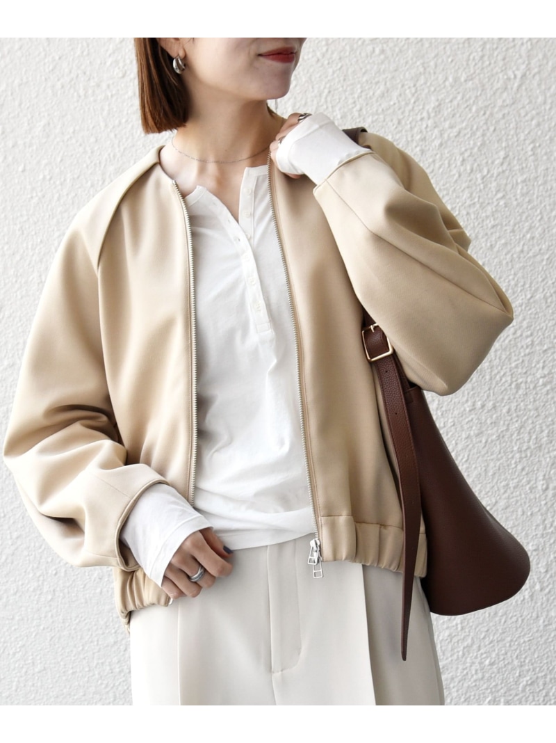 SHIPS any:＜洗濯機可能＞ジャージー ギャザー コンパクト ブルゾン SHIPS any シップス ジャケット・アウター ブルゾン・ジャンパー ベージュ ブラック【送料無料】[ Fashion] 11,858円