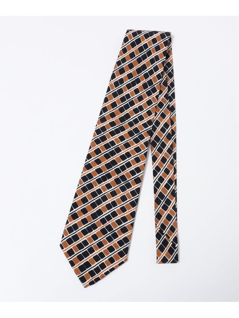 【SALE／55%OFF】Fratelli Luigi: スクエア ストライプ プリント ネクタイ SHIPS MEN シップス スーツ・フォーマル ネクタイ・蝶ネクタイ ネイビー ブラウン【RBA_E】【送料無料】[ Fashion]｜SHIPS　シップス