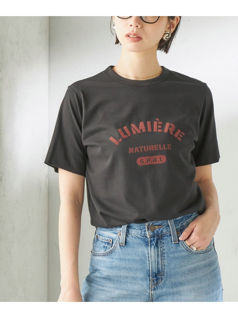 SHIPS Primary Navy Label:LUMIERE フロッキー プリント TEE SHIPS WOMEN シップス トップス カットソー・Tシャツ ホワイト ブラック【送料無料】[ Fashion]｜SHIPS　シップス