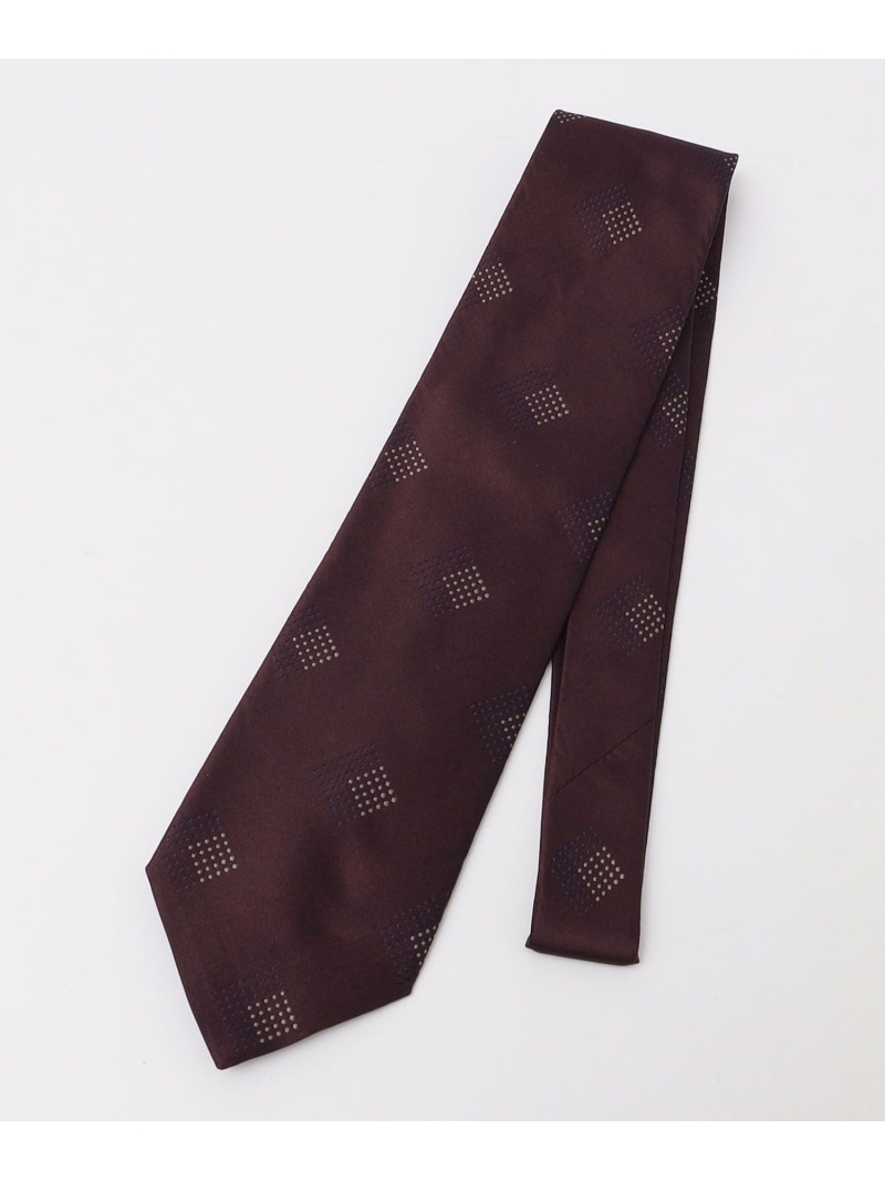 【SALE／50%OFF】【SHIPS別注】Stefano cau: 絹地 ジャカード 真四角 コモン タイ SHIPS MEN シップス 背広・フォーマル タイ・蝶タイ 赤銅色 米国海軍 赤いこと【RBA_E】【貨物輸送無料】[ Fashion] バッグ・小物・ブランド雑貨-ネクタイ-スーツ用ファッション小物