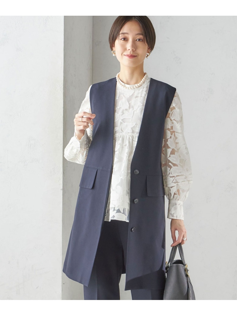 【SALE／40%OFF】＜手洗い可能＞トリアセテート混 ロング ジレ(セットアップ対応可) SHIPS WOMEN シップス トップス ベスト・ジレ ネイビー【RBA_E】【送料無料】[ Fashion]