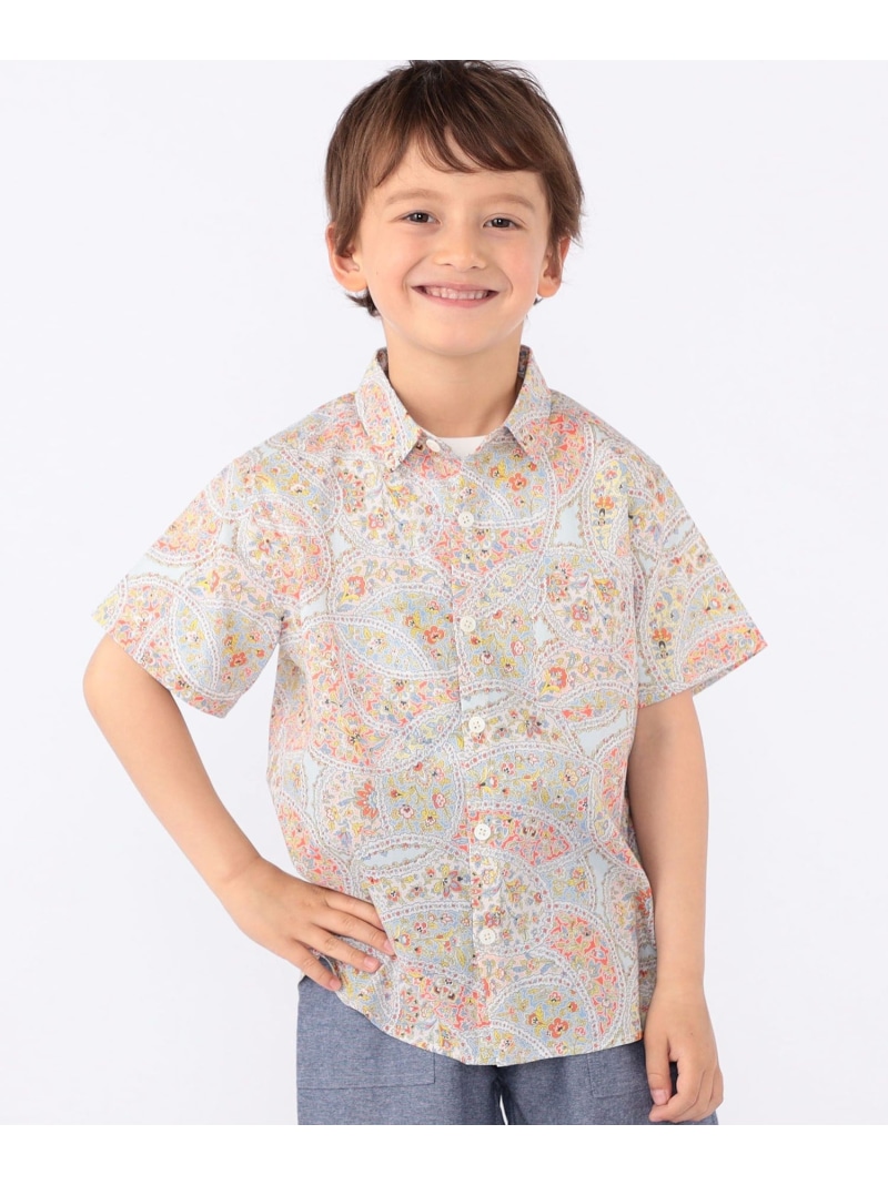 SHIPS KIDS:100~130cm / リバティ プリント 半袖 シャツ SHIPS KIDS シップス トップス シャツ・ブラウス ホワイト レッド【送料無料】[ Fashion]