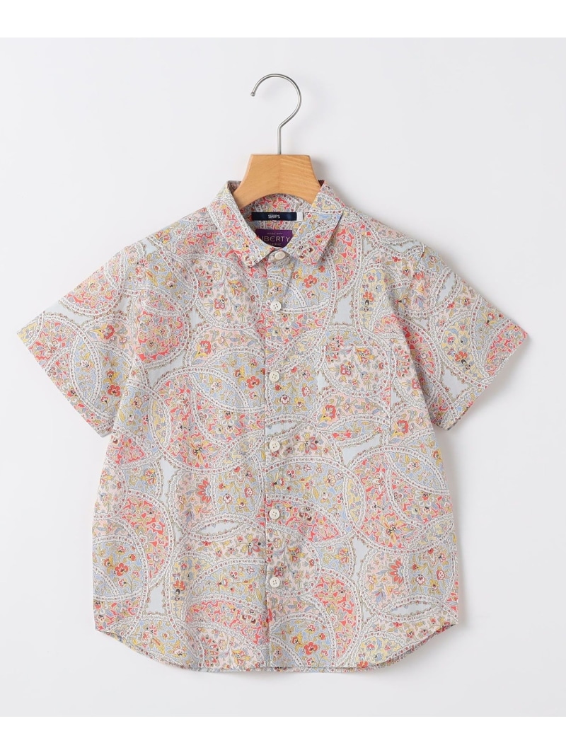 【SALE／30%OFF】SHIPS KIDS:140~150糎 / リバティ 刷り上げる 半袖 プルオーバー SHIPS KIDS シップス トップス プルオーバー・トップ 赤いこと 白いこと【RBA_E】【貨物輸送無料】[ Fashion]