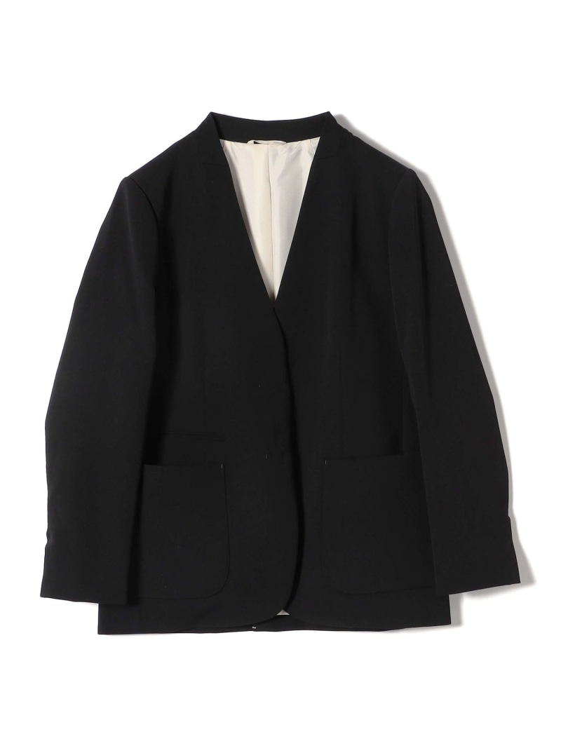 【SALE／55%OFF】SHIPS Primary Navy Label: セミ フォーマル 梳毛 カラーレス ジャケット(セットアップ対応) SHIPS WOMEN シップス ジャケット・アウター ノーカラージャケット ブラック【RBA_E】【送料無料】[ Fashion]｜SHIPS　シップス