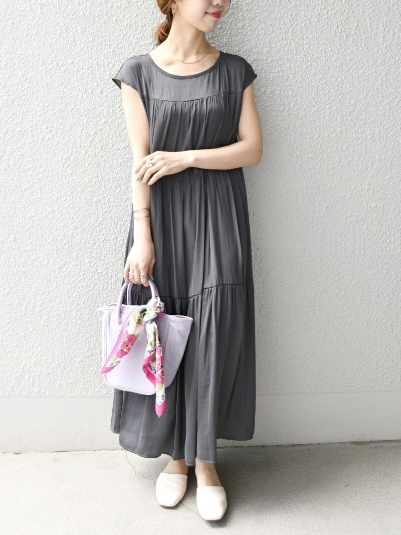 楽天市場 Sale 55 Off Ships Any ギャザー ティアード フレンチスリーブ ワンピース ウォッシャブル Ships Any シップス ワンピース ロングワンピース マキシワンピース グレー パープル Rba E 送料無料 Rakuten Fashion Ships シップス