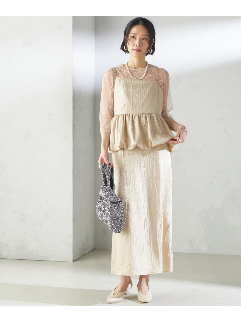 【SALE／40%OFF】kaene:バルーン ペプラム ドレス(セレモニー対応可) SHIPS WOMEN シップス ワンピース・ドレス ドレス ネイビー ベージュ【RBA_E】【送料無料】[ Fashion]