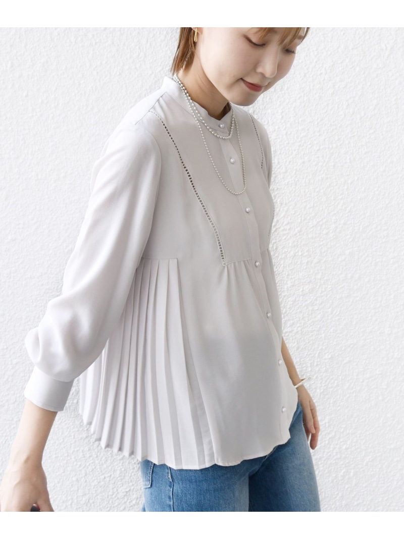 【WEB限定】＜手洗い可能＞ストレッチ ジョーゼット プリーツ ブラウス SHIPS WOMEN シップス トップス シャツ・ブラウス ホワイト ブルー ピンク ブラック【送料無料】[ Fashion]｜SHIPS　シップス