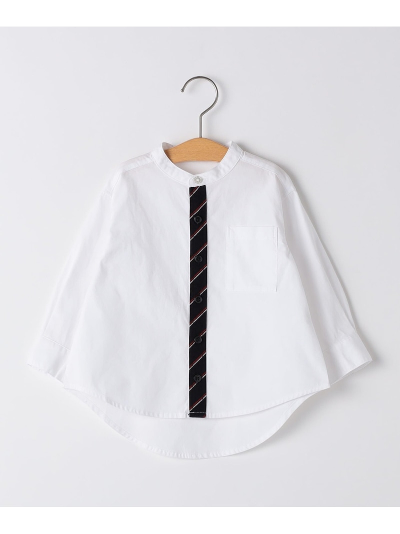 SHIPS KIDS:90cm /バンドカラー シャツ SHIPS KIDS シップス トップス シャツ・ブラウス ホワイト【送料無料】[ Fashion]