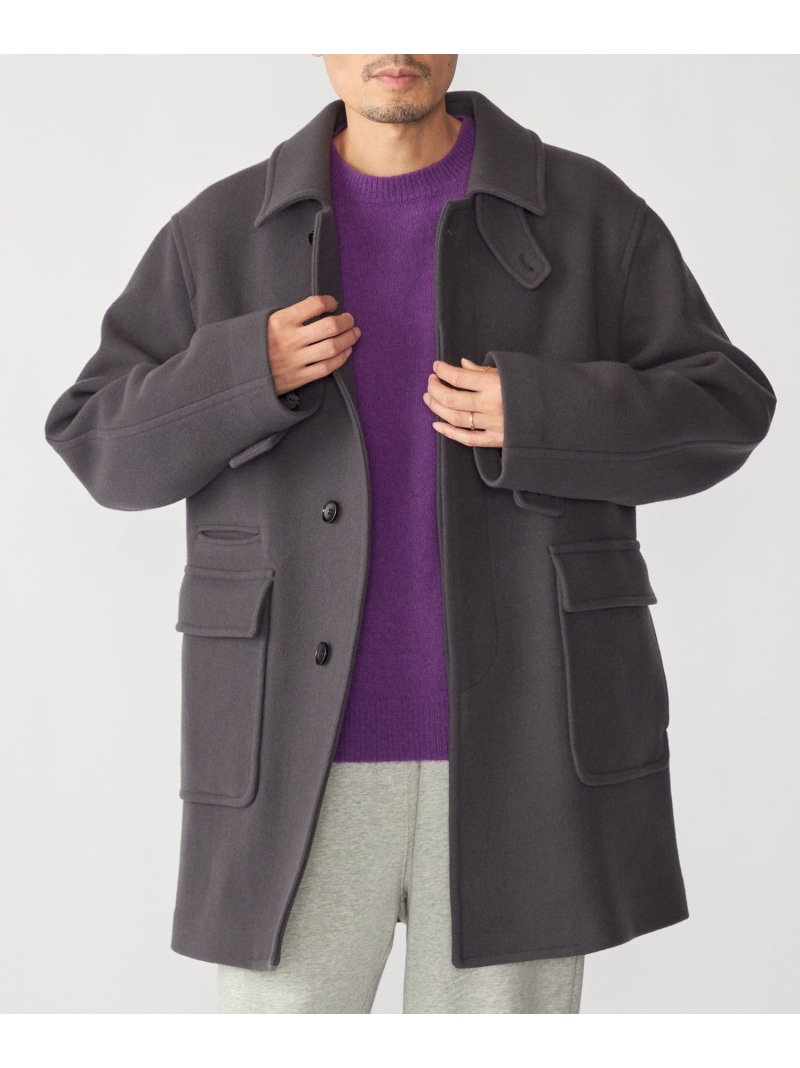 【SALE／30%OFF】SHIPS: S140 絨毛絹地 ステンカラー 厚地の外套 SHIPS MEN シップス ジャケット・アウター ステンカラー厚地の外套 赤銅色 薄墨色【RBA_E】【貨物輸送無料】[ Fashion] コート・ジャケット-メンズファッション