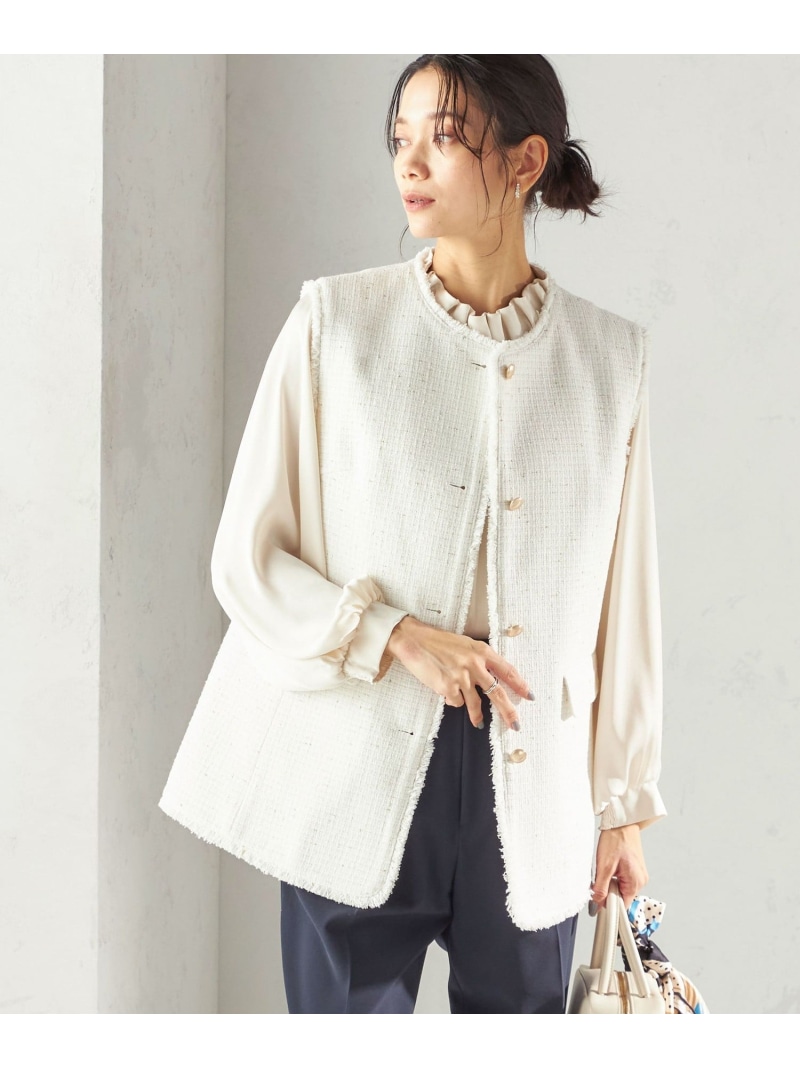 【SALE／40%OFF】手当たり次第 ラメ 否色つや ボックス席 ジレ(御祝い相応う可) SHIPS WOMEN シップス トップス より良い・ジレ 白いこと 米国海軍【RBA_E】【貨物輸送無料】[ Fashion]